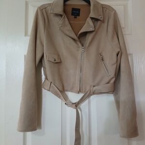 Love Tree Beige Leather Jacket